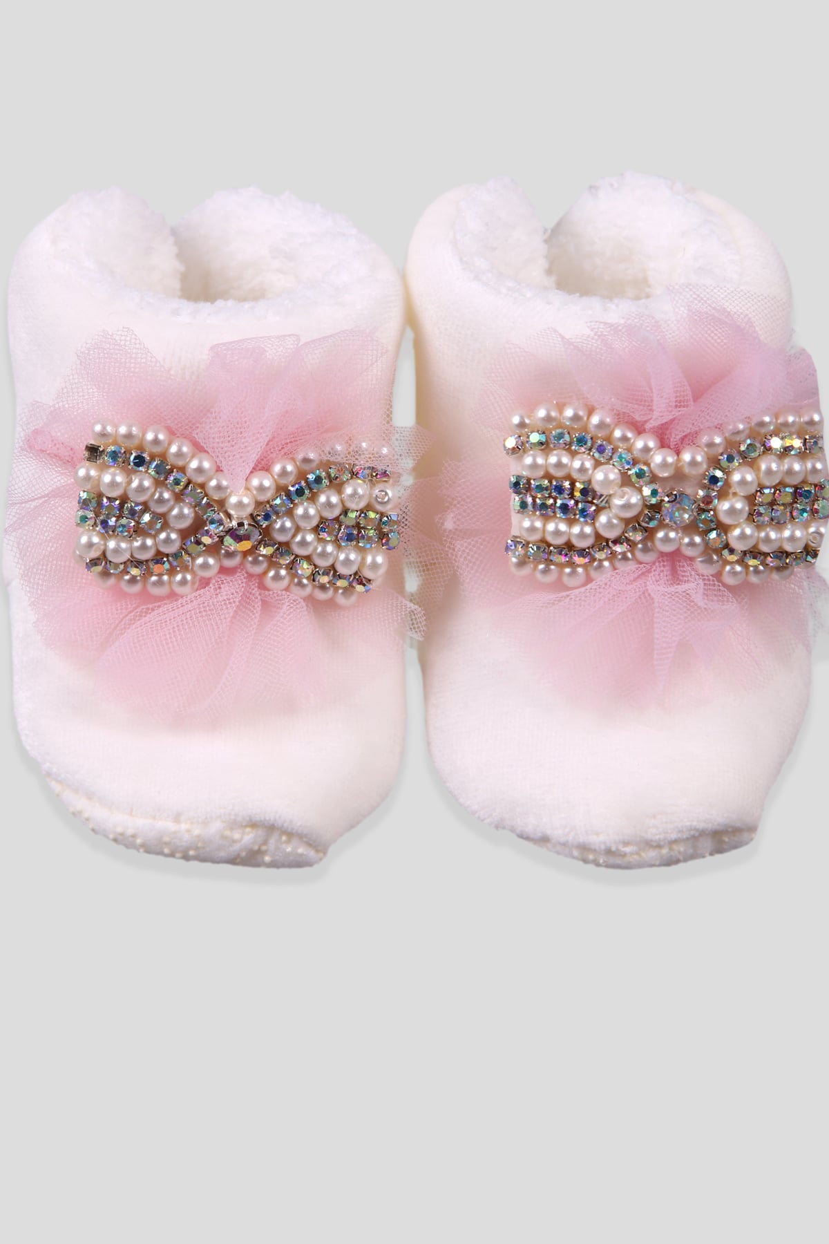 Breeze Kız Bebek Panduf Taşlı İncili Pembe (Standart)