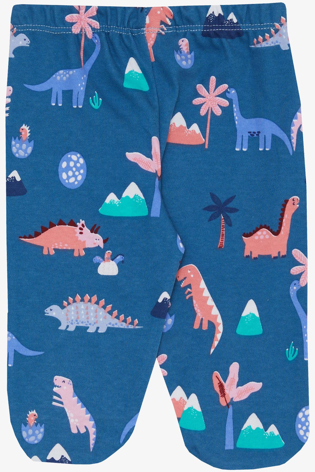 Breeze Kız Bebek Patikli Alt Sevimli Dinozorlar Desenli İndigo (6 Ay)