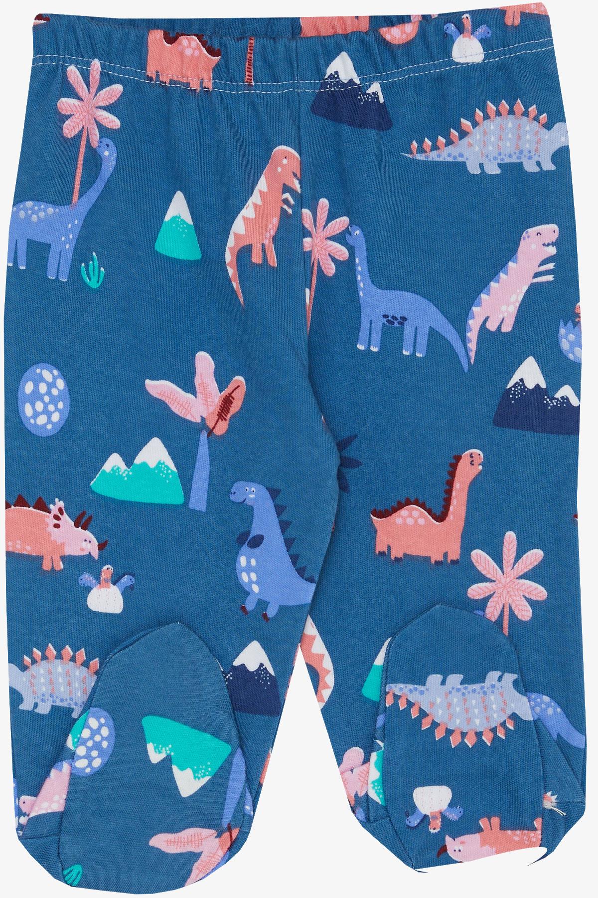 Breeze Kız Bebek Patikli Alt Sevimli Dinozorlar Desenli İndigo (6 Ay)