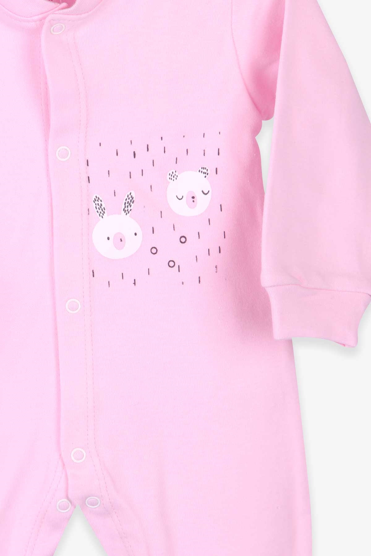 Breeze Kız Bebek Patikli Tulum Ayıcıklı Şapkalı Set Pudra (0-3 Ay-4 Ay)