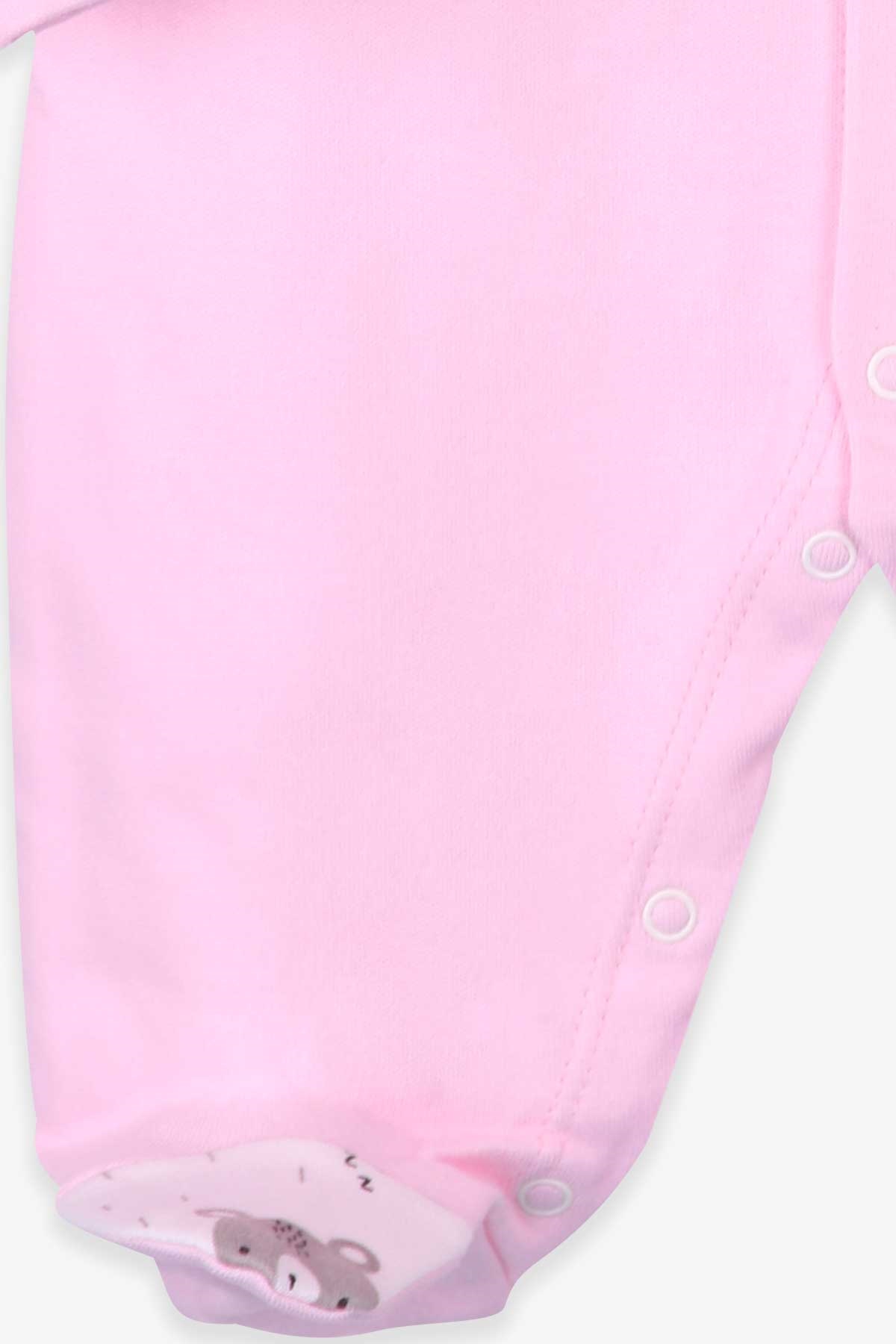 Breeze Kız Bebek Patikli Tulum Ayıcıklı Şapkalı Set Pudra (0-3 Ay-4 Ay)