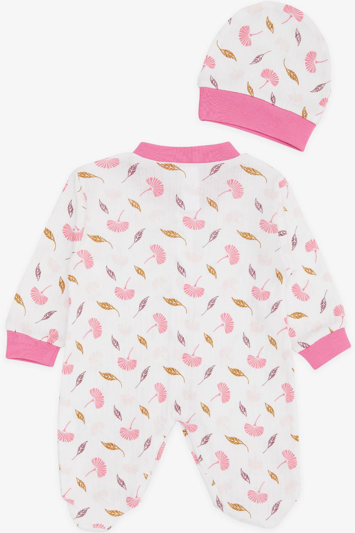 Breeze Kız Bebek Patikli Tulum Çiçek Desenli Ekru (0-3 Ay-6 Ay)