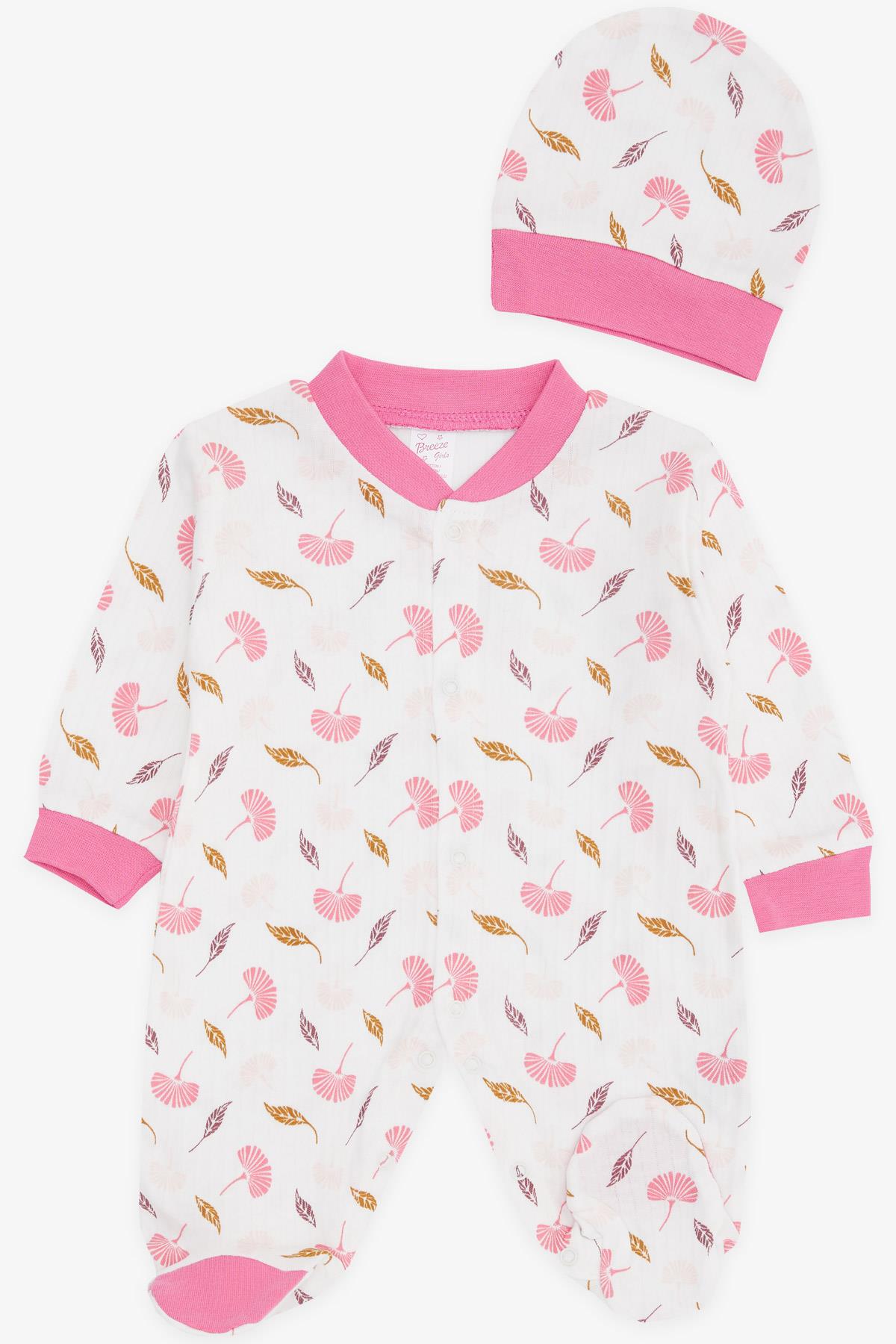 Breeze Kız Bebek Patikli Tulum Çiçek Desenli Ekru (0-3 Ay-6 Ay)