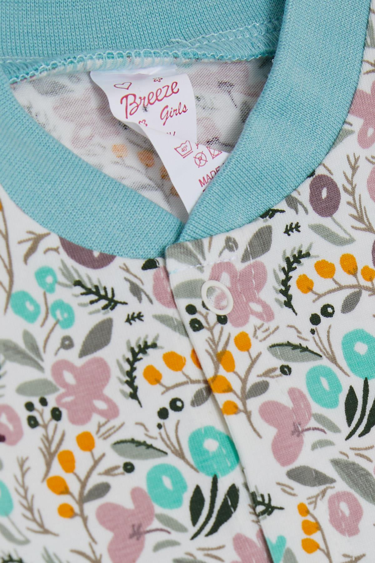 Breeze Kız Bebek Patikli Tulum Çiçek Desenli Karışık Renk (0-6 Ay)