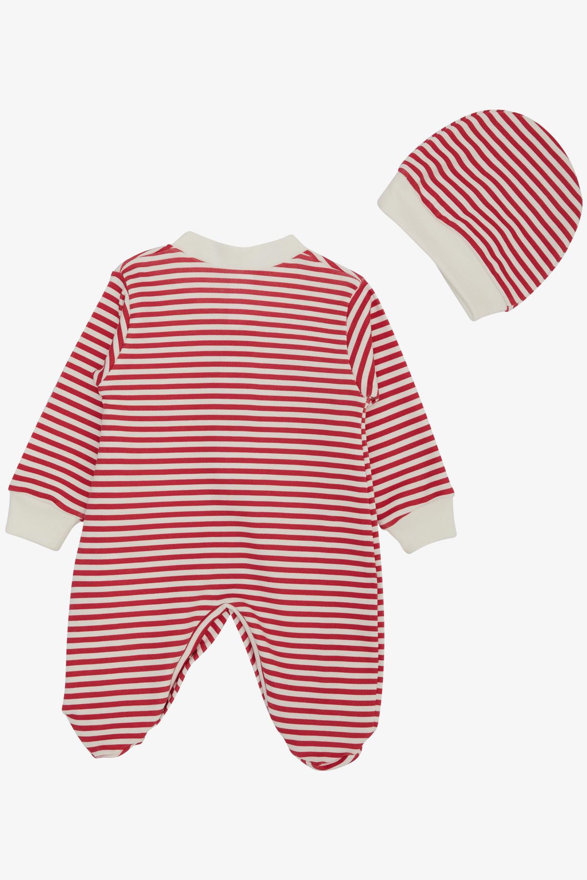 Breeze Kız Bebek Patikli Tulum Çizgili Fuşya (0-6 Ay)