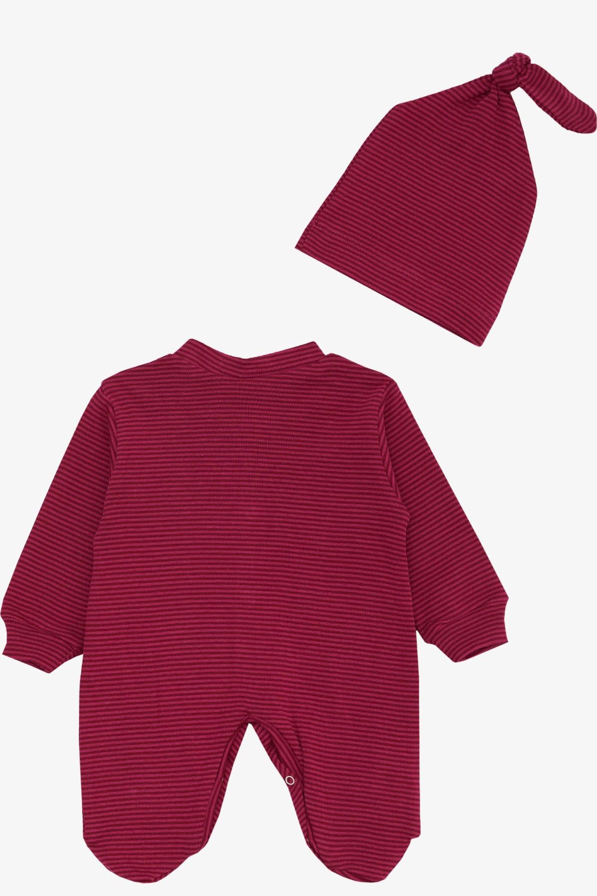 Breeze Kız Bebek Patikli Tulum Çizgili Fuşya (0-6 Ay)