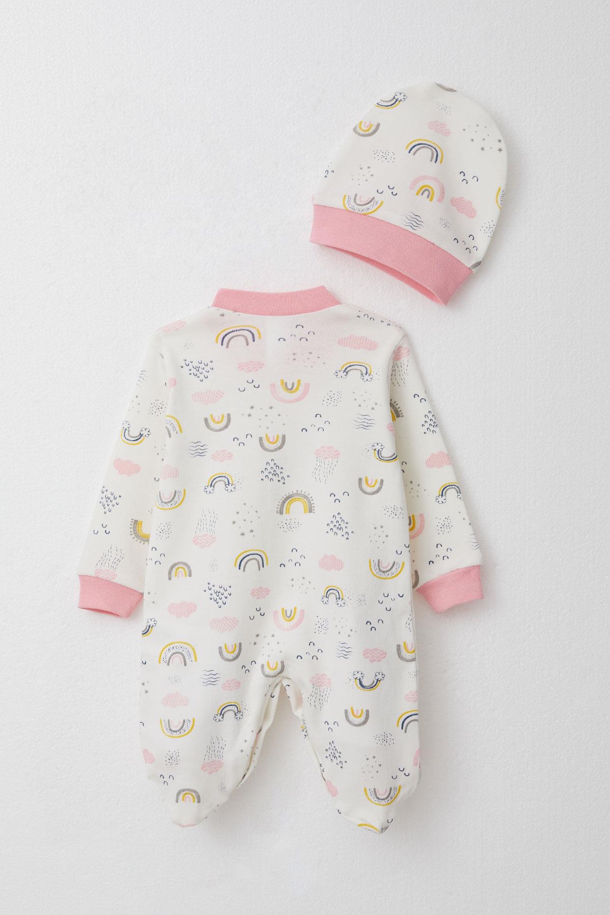 Breeze Kız Bebek Patikli Tulum Gökyüzü Temalı Ekru (0-6 Ay)
