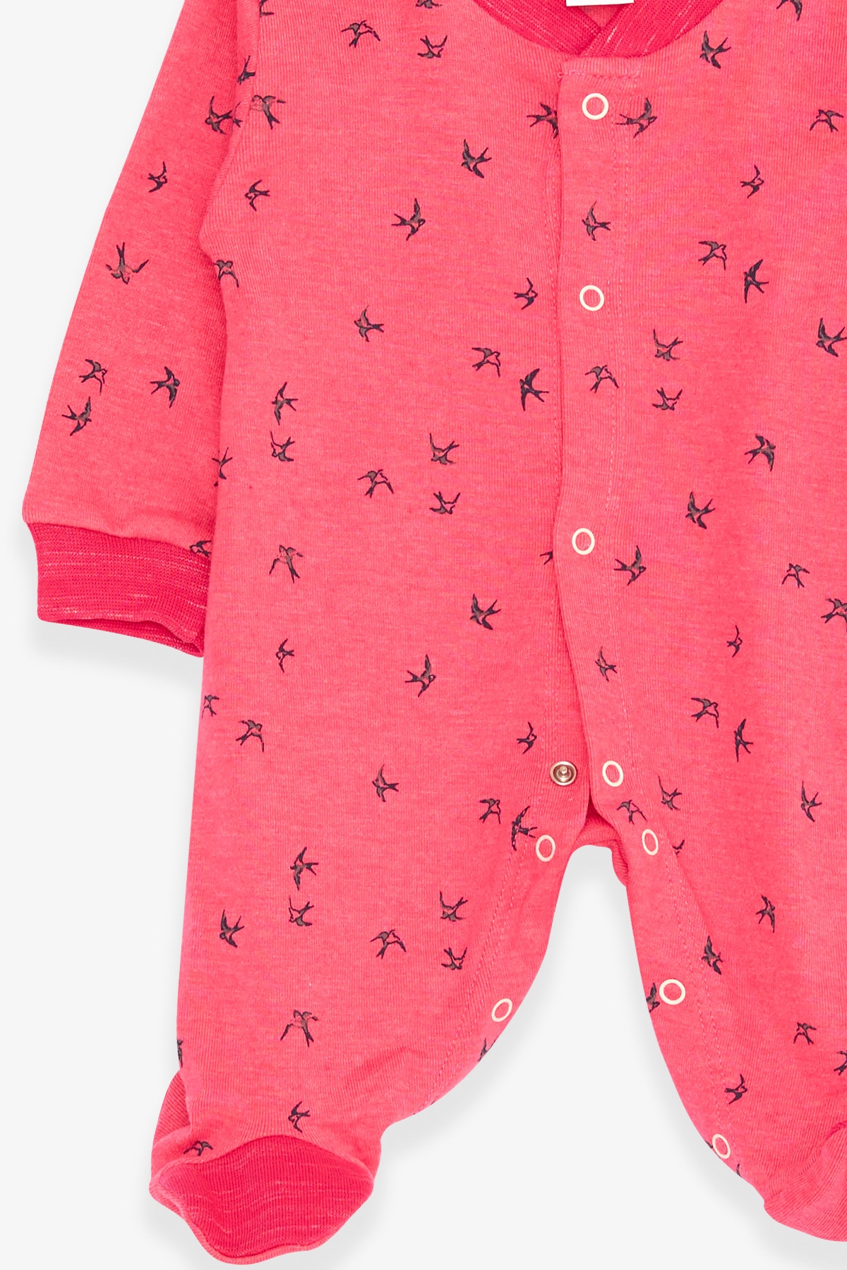 Breeze Kız Bebek Patikli Tulum Kırlangıç Desenli Mercan (0-3 Ay-6 Ay)