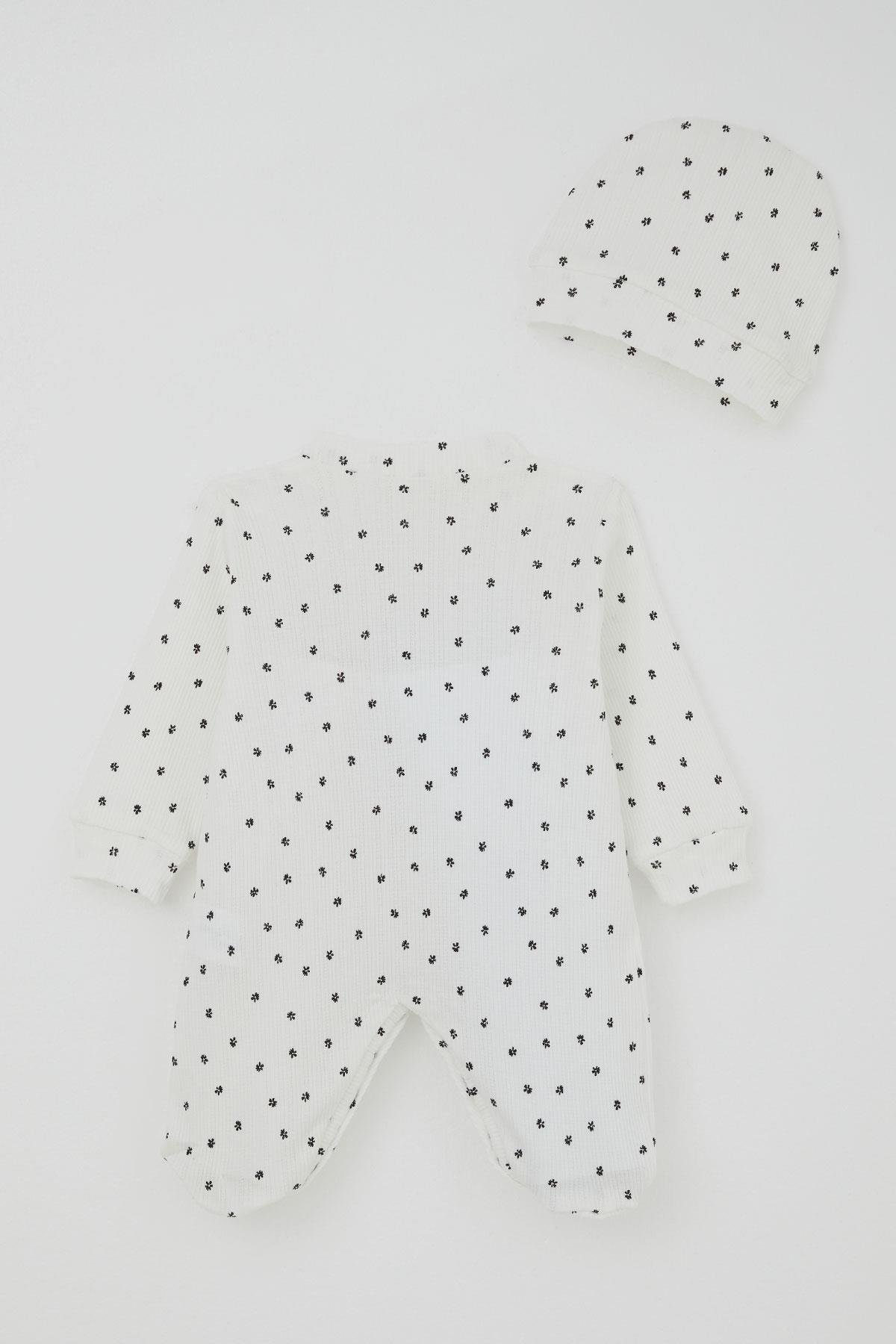 Breeze Kız Bebek Patikli Tulum Mini Çiçek Masalı Beyaz (0-6 Ay)