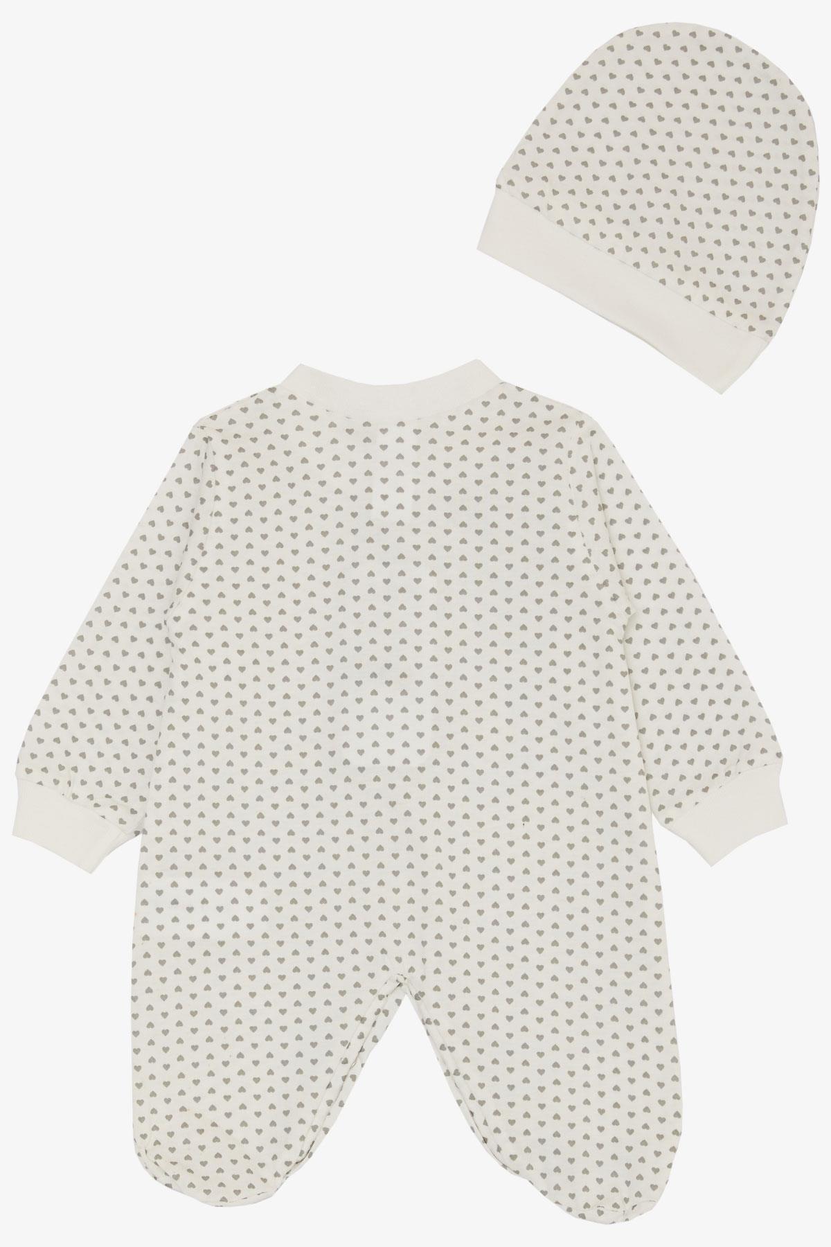 Breeze Kız Bebek Patikli Tulum Minik Kalp Desenli Beyaz (0-6 Ay)