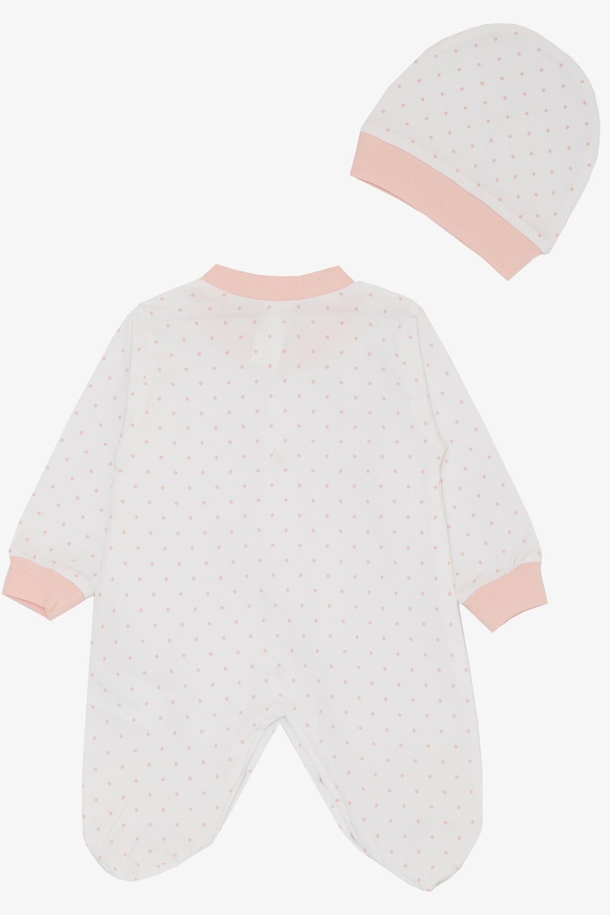Breeze Kız Bebek Patikli Tulum Minik Puantiye Desenli Beyaz (0-6 Ay)