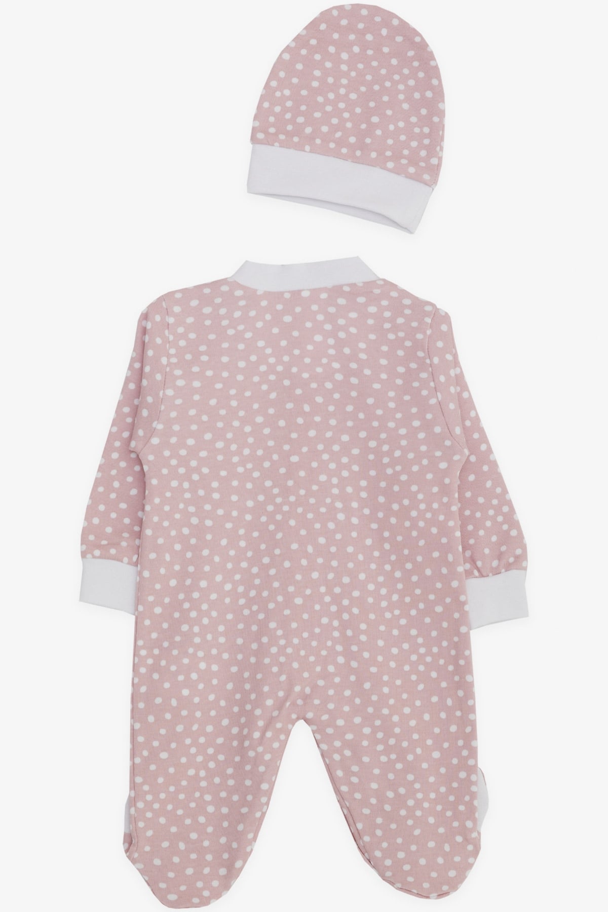 Breeze Kız Bebek Patikli Tulum Minik Puantiye Desenli Pembe (0-3 Ay-6 Ay)