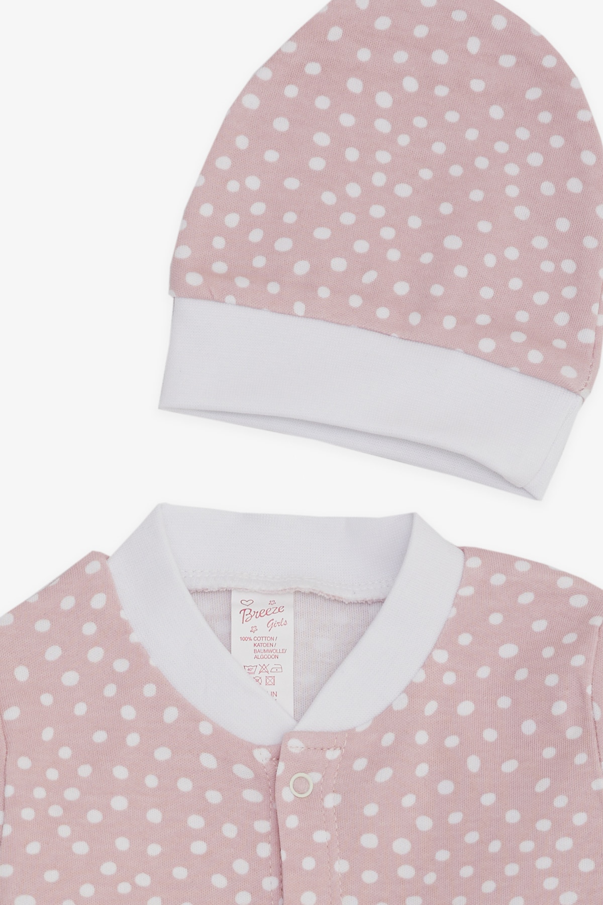Breeze Kız Bebek Patikli Tulum Minik Puantiye Desenli Pembe (0-3 Ay-6 Ay)