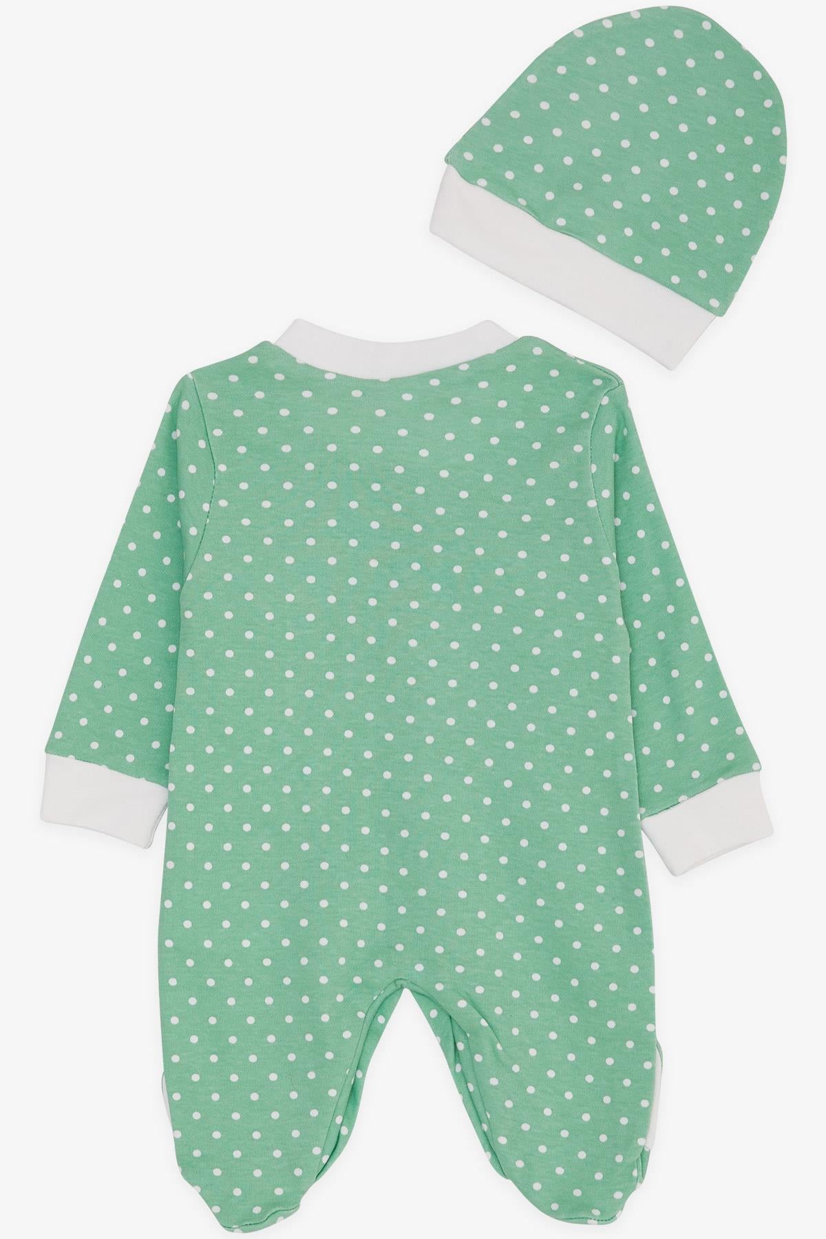 Breeze Kız Bebek Patikli Tulum Puantiye Desenli Yeşil (0-3 Ay-6 Ay)