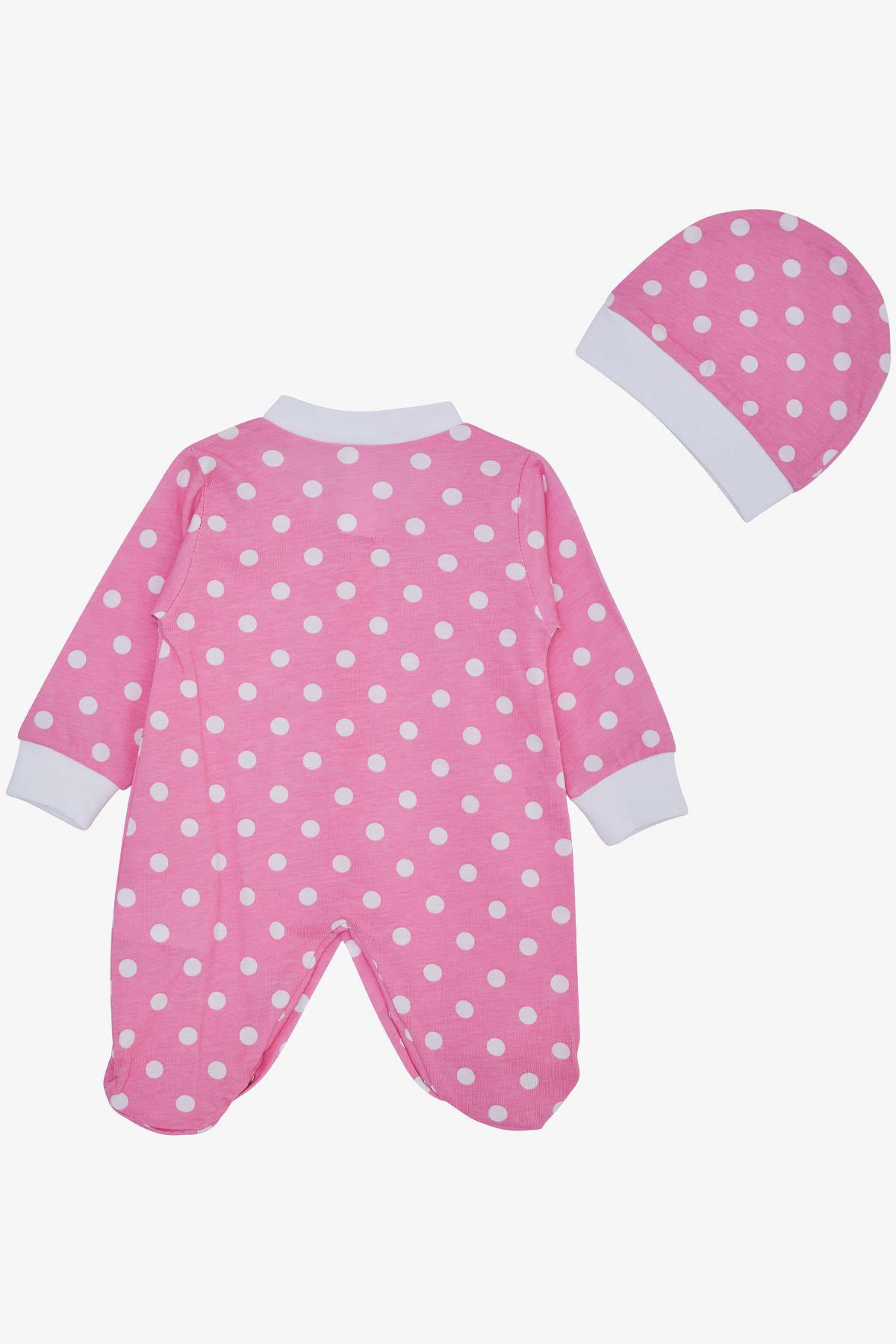 Breeze Kız Bebek Patikli Tulum Puantiye Desenli Pembe (0-6 Ay)