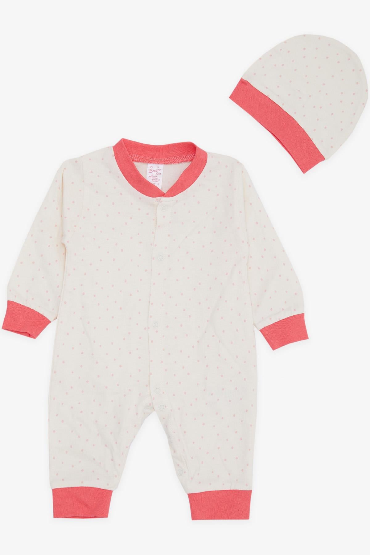 Breeze Kız Bebek Patikli Tulum Puantiye Desenli Krem (0-6 Ay)