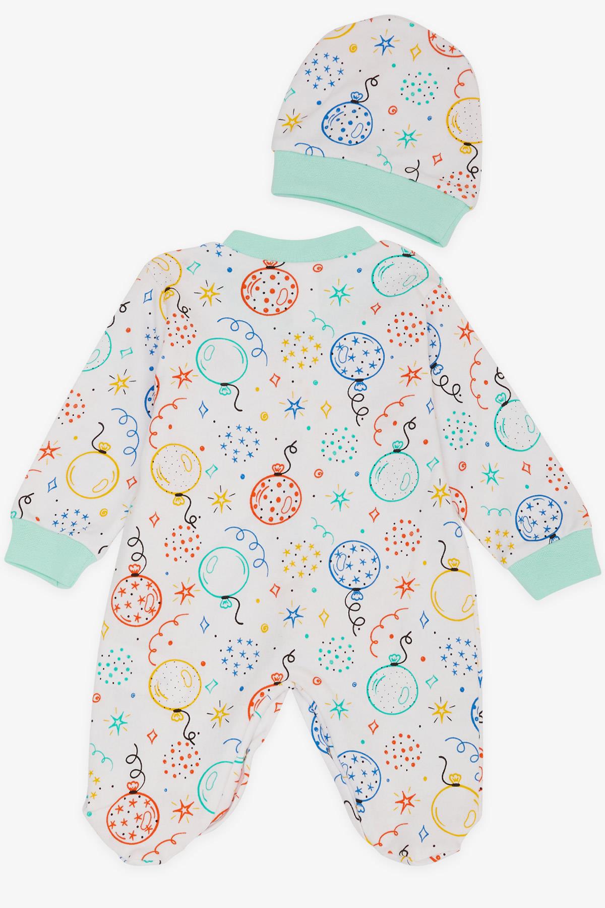Breeze Kız Bebek Patikli Tulum Renkli Baloncuk Desenli Beyaz (0-3 Ay-6 Ay)