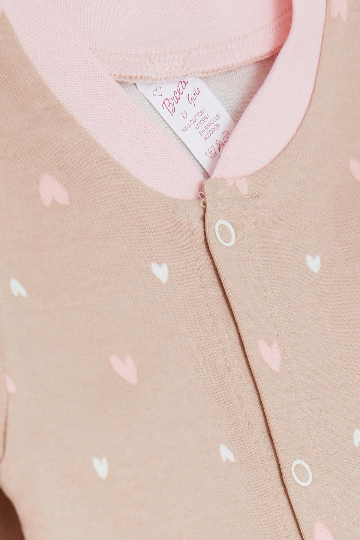 Breeze Kız Bebek Patikli Tulum Renkli Yıldız Desenli Açık Kahverengi (0-3 Ay-6 Ay)