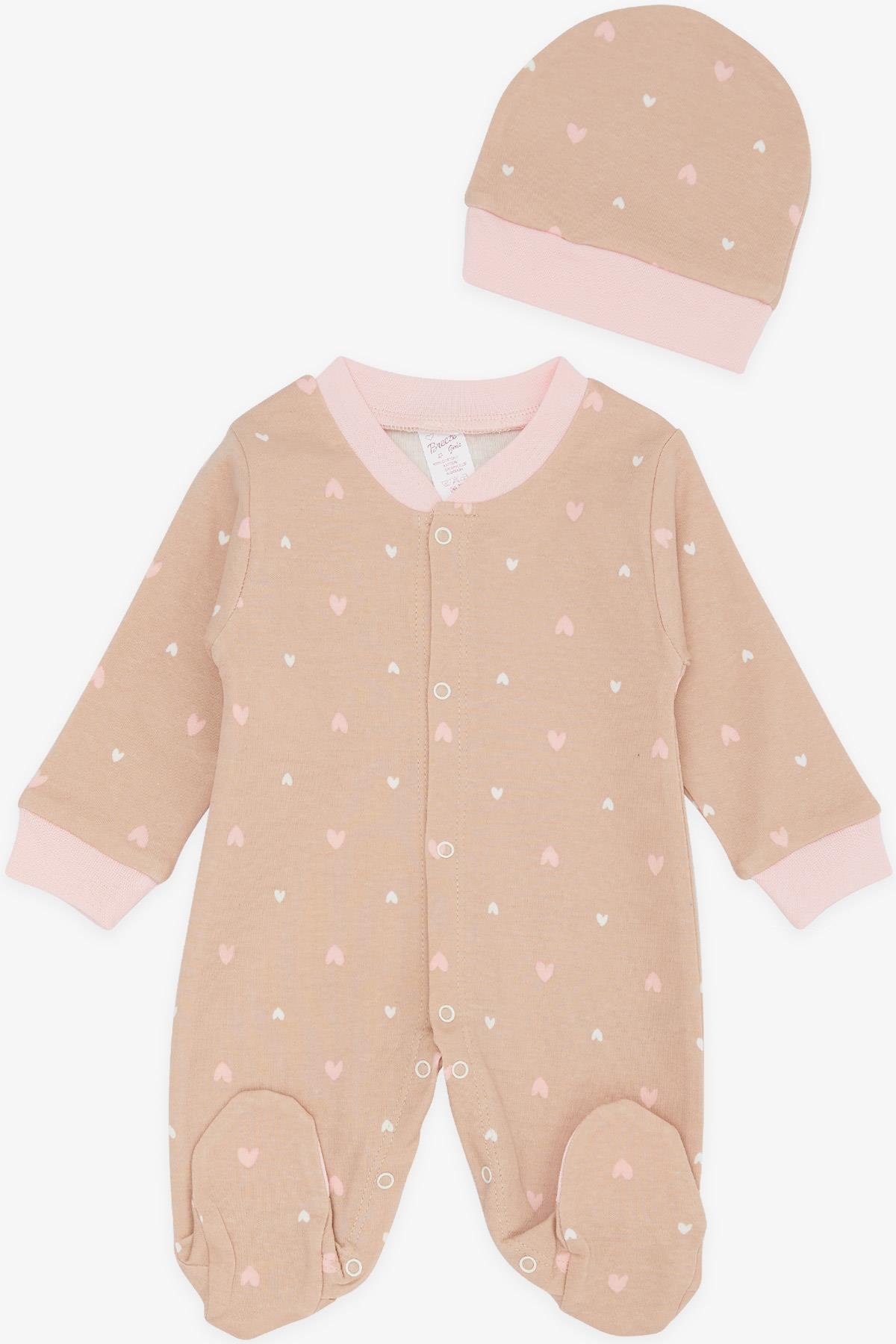 Breeze Kız Bebek Patikli Tulum Renkli Yıldız Desenli Açık Kahverengi (0-3 Ay-6 Ay)