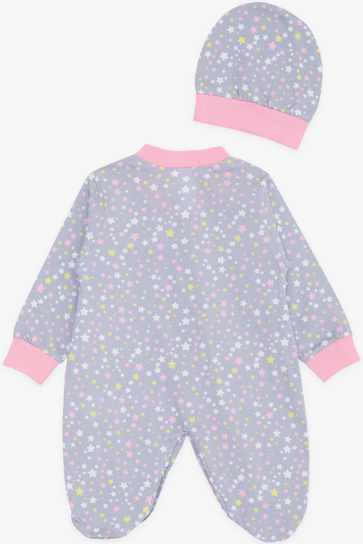 Breeze Kız Bebek Patikli Tulum Renkli Yıldız Desenli Gri (0-6 Ay)