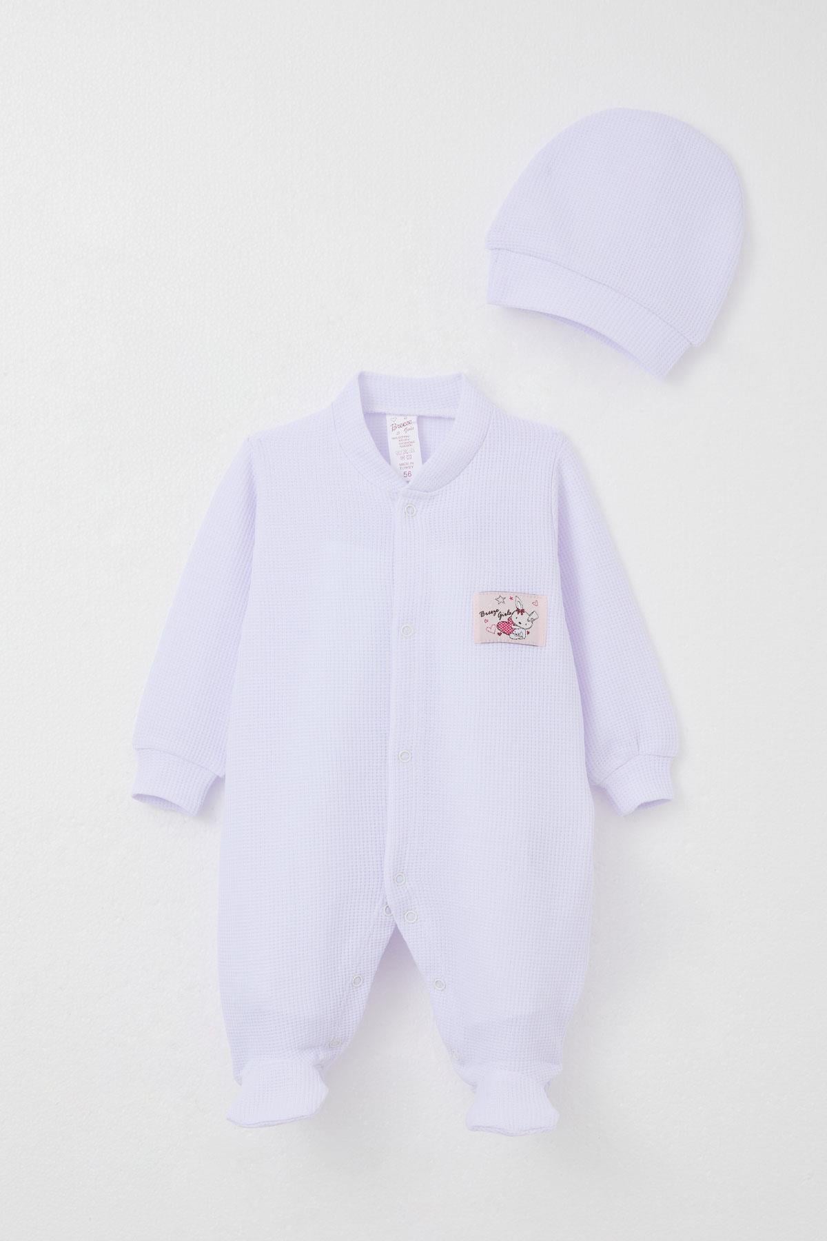 Breeze Kız Bebek Patikli Tulum Sevimli Tavşancık Armalı Açık Lila (0-6 Ay)