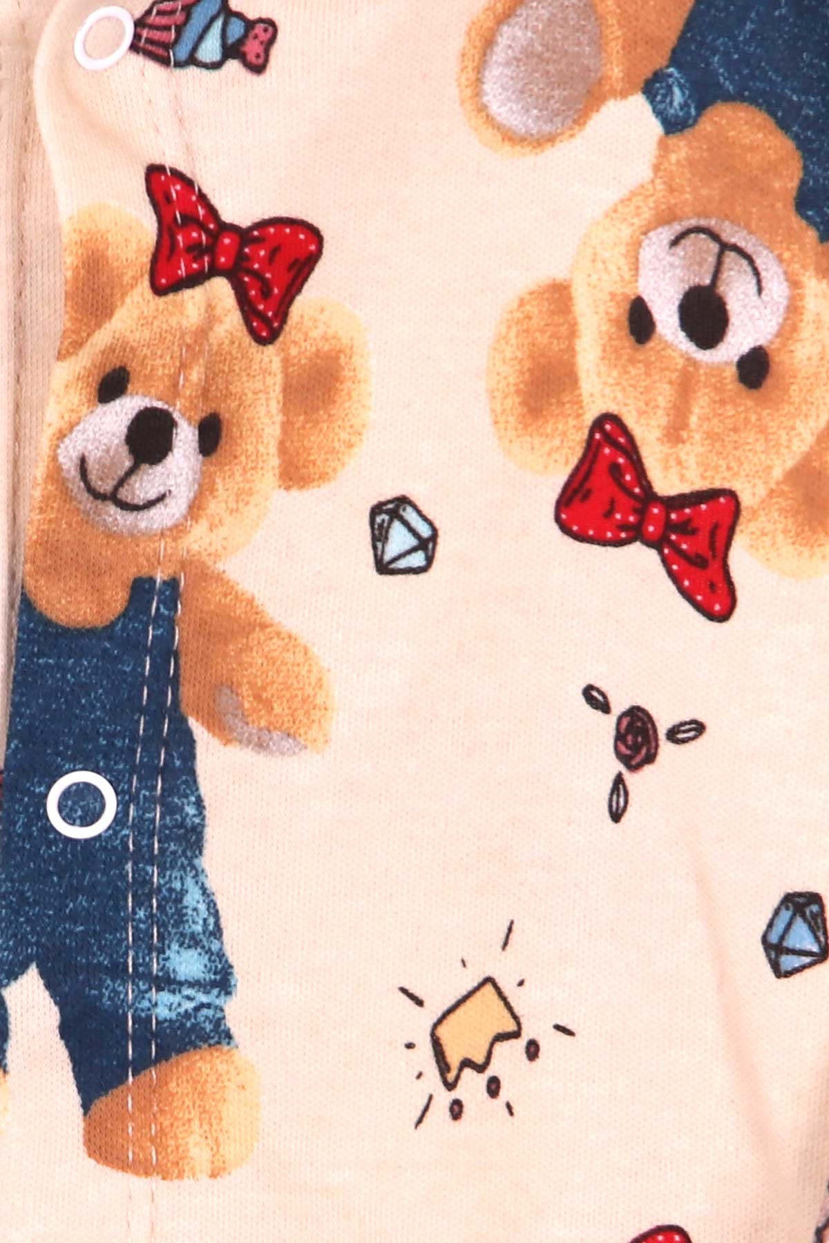 Breeze Kız Bebek Pijama Takımı Ayıcıklı Krem (0-3 Ay-9 Ay)