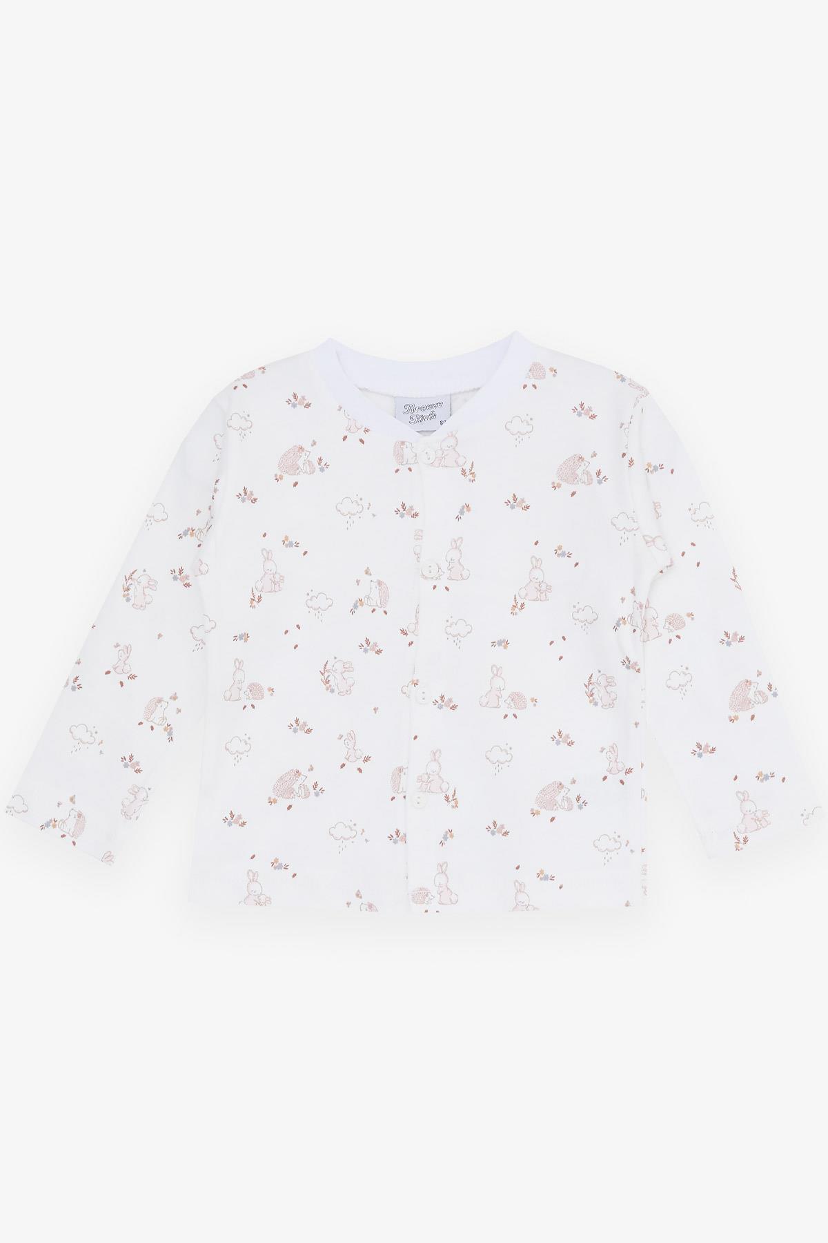Breeze Kız Bebek Pijama Takımı Bahar Temalı Hayvancık Desenli Ekru (4 Ay-1 Yaş)