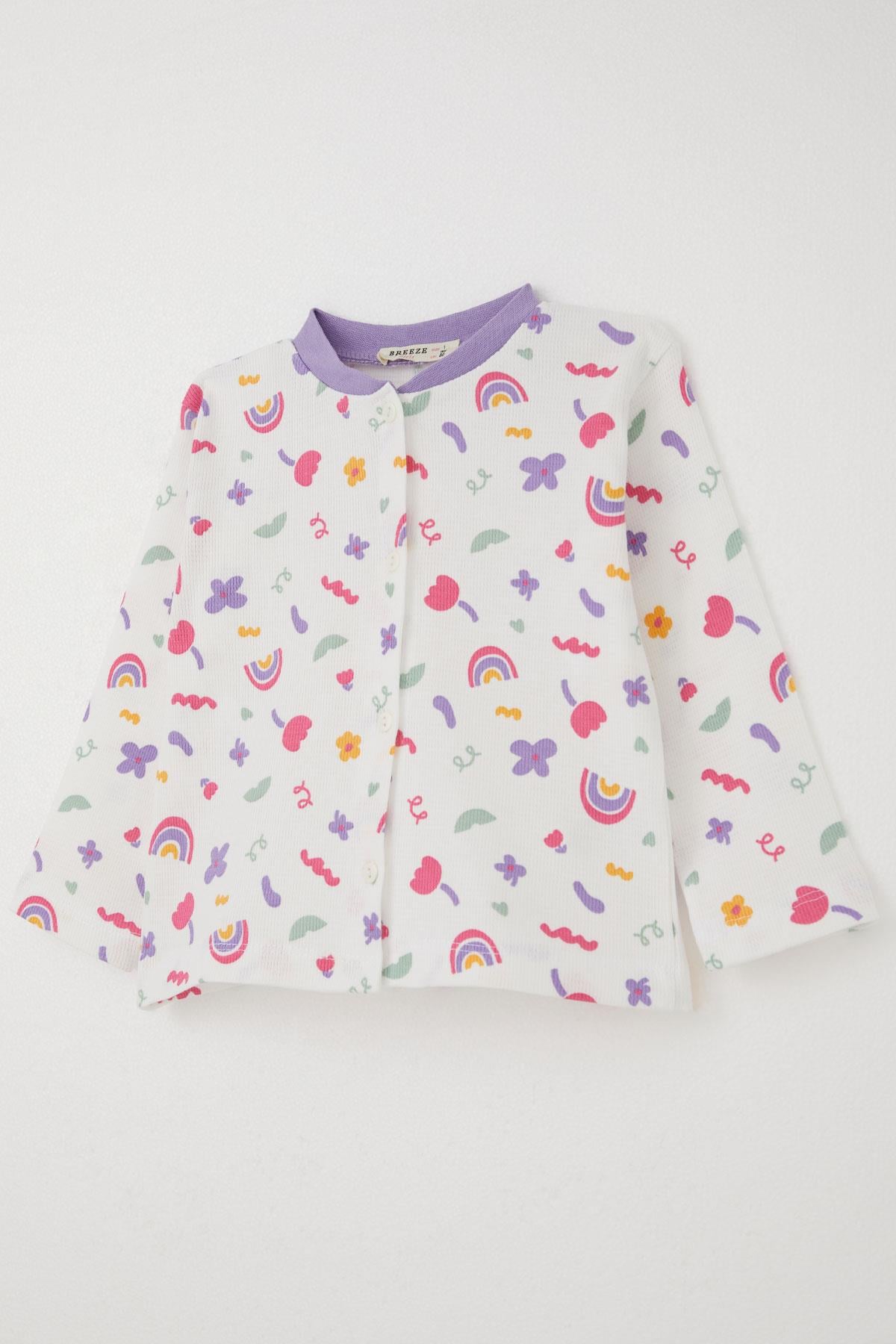 Breeze Kız Bebek Pijama Takımı Baharın Renkleri Beyaz (4 Ay-1 Yaş)