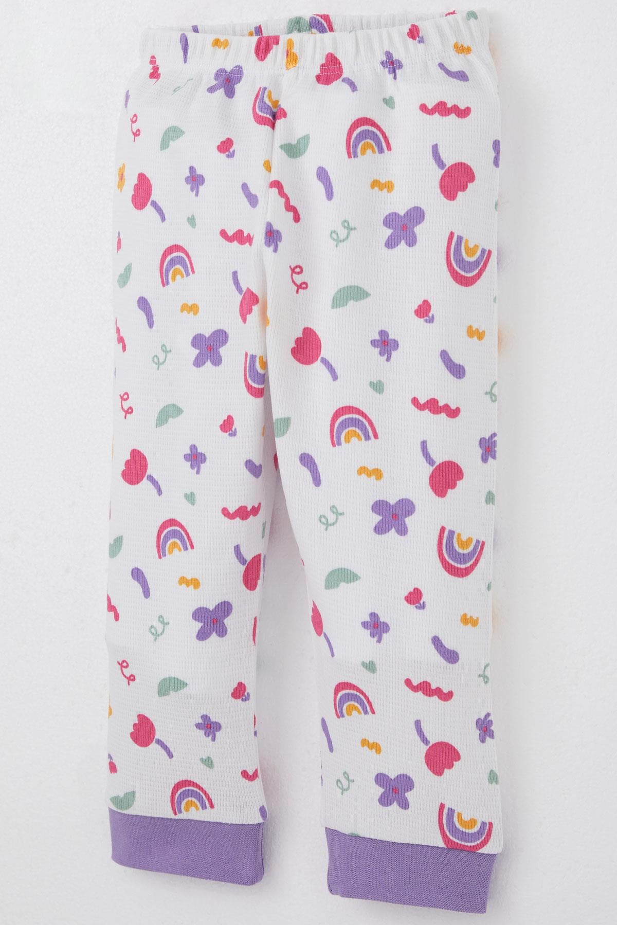 Breeze Kız Bebek Pijama Takımı Baharın Renkleri Beyaz (4 Ay-1 Yaş)