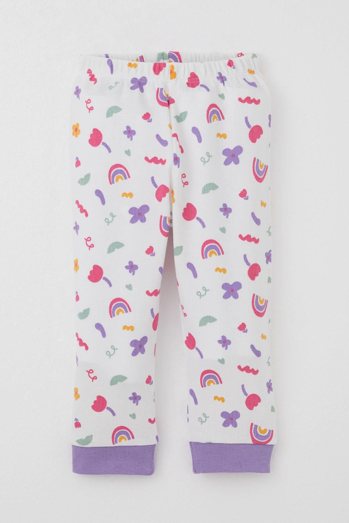 Breeze Kız Bebek Pijama Takımı Baharın Renkleri Beyaz (4 Ay-1 Yaş)