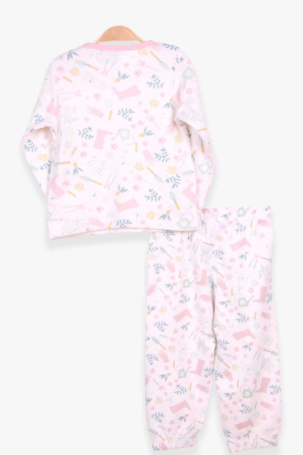 Breeze Kız Bebek Pijama Takımı Bahçe Temalı  Ekru (9 Ay-3 Yaş)
