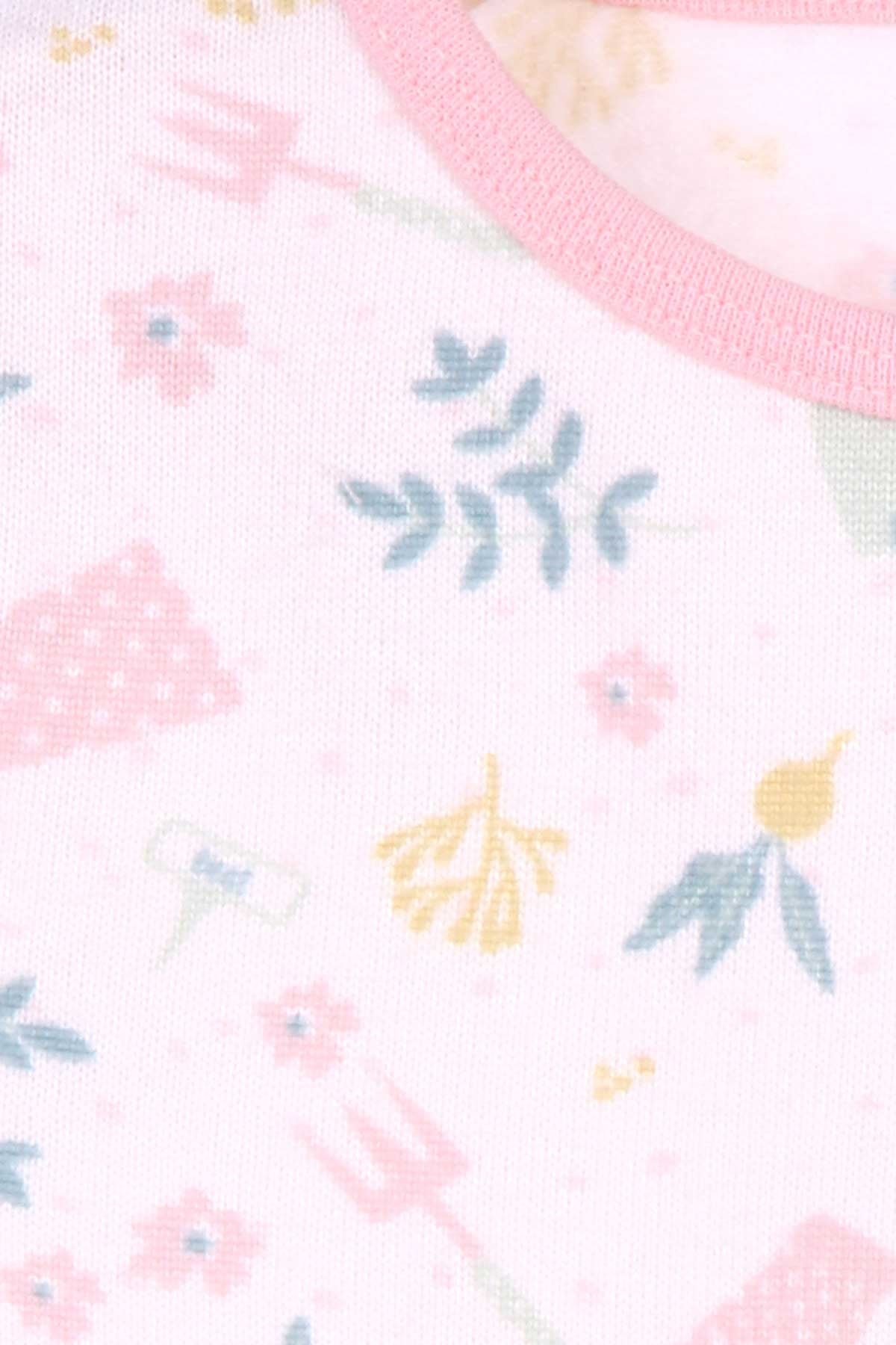 Breeze Kız Bebek Pijama Takımı Bahçe Temalı  Ekru (9 Ay-3 Yaş)