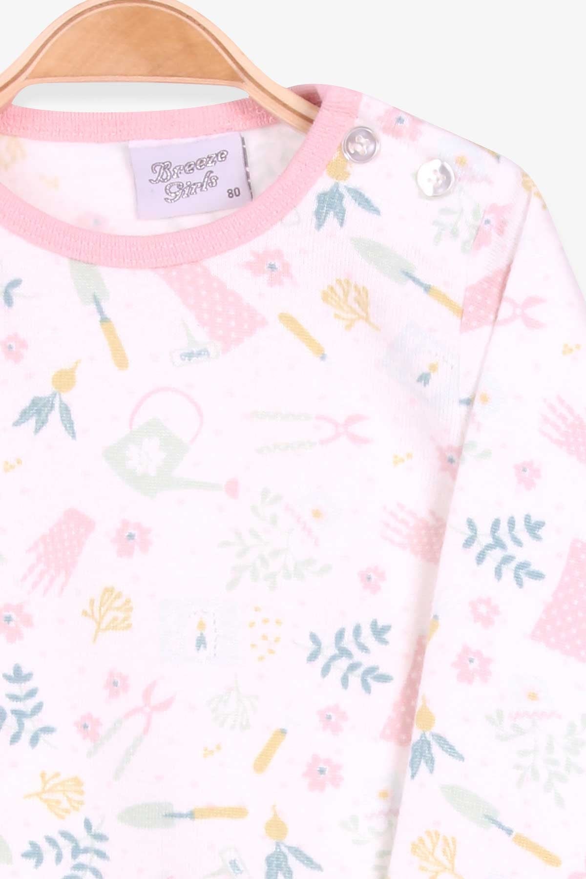 Breeze Kız Bebek Pijama Takımı Bahçe Temalı  Ekru (9 Ay-3 Yaş)