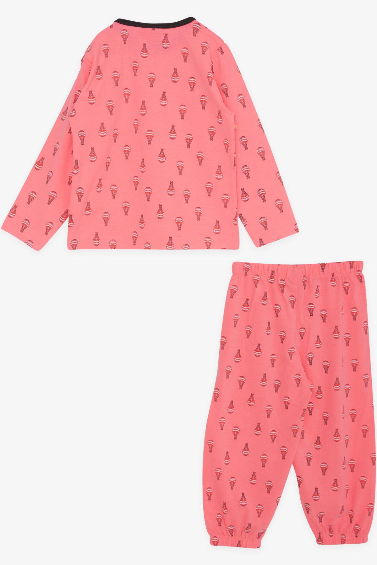 Breeze Kız Bebek Pijama Takımı Balon Desenli Neon Pembe (9 Ay-3 Yaş)