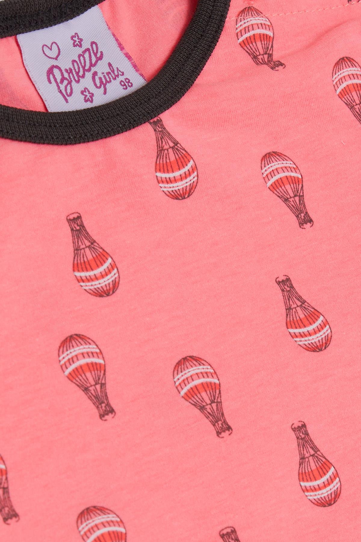 Breeze Kız Bebek Pijama Takımı Balon Desenli Neon Pembe (9 Ay-3 Yaş)