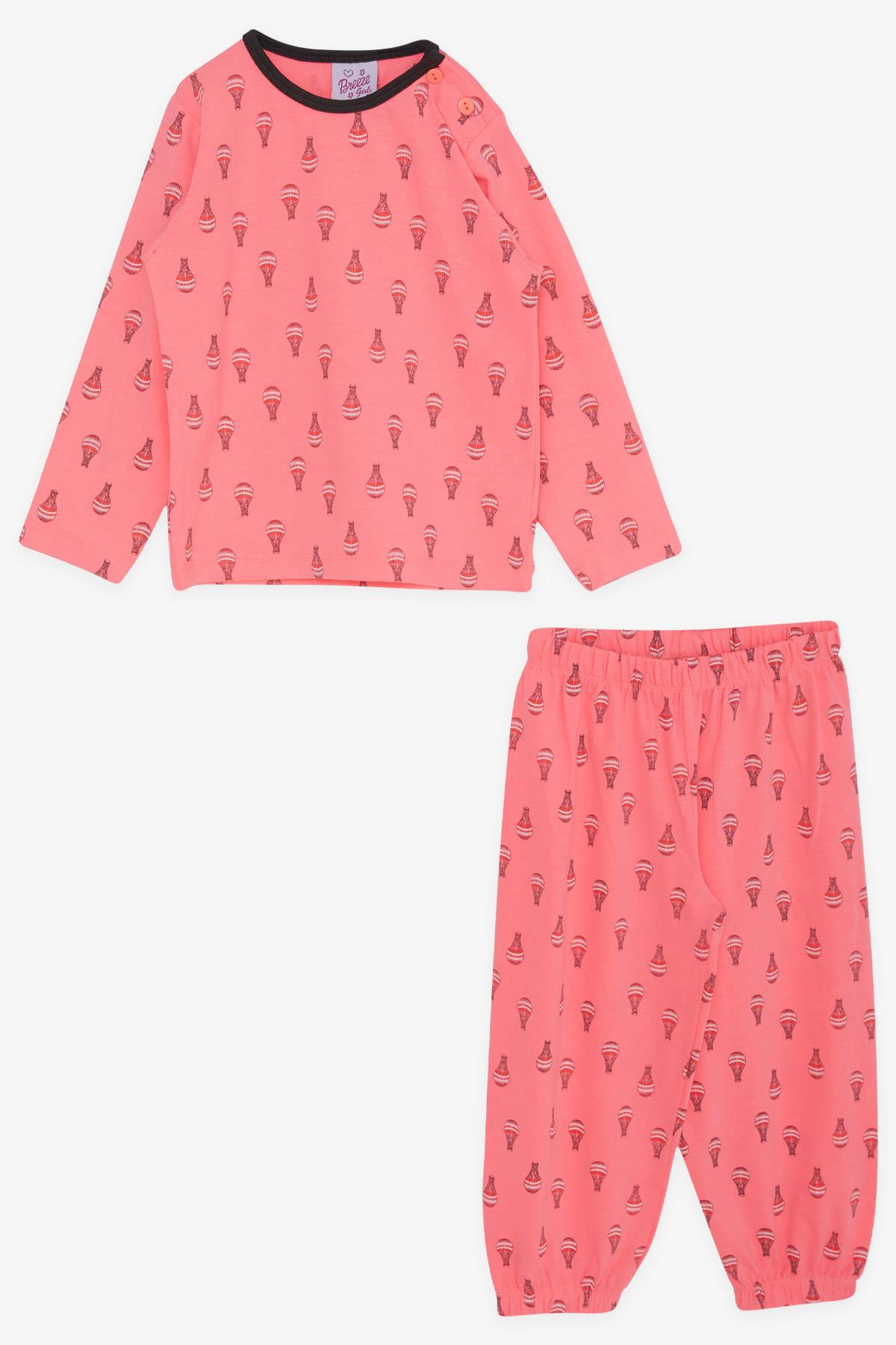 Breeze Kız Bebek Pijama Takımı Balon Desenli Neon Pembe (9 Ay-3 Yaş)