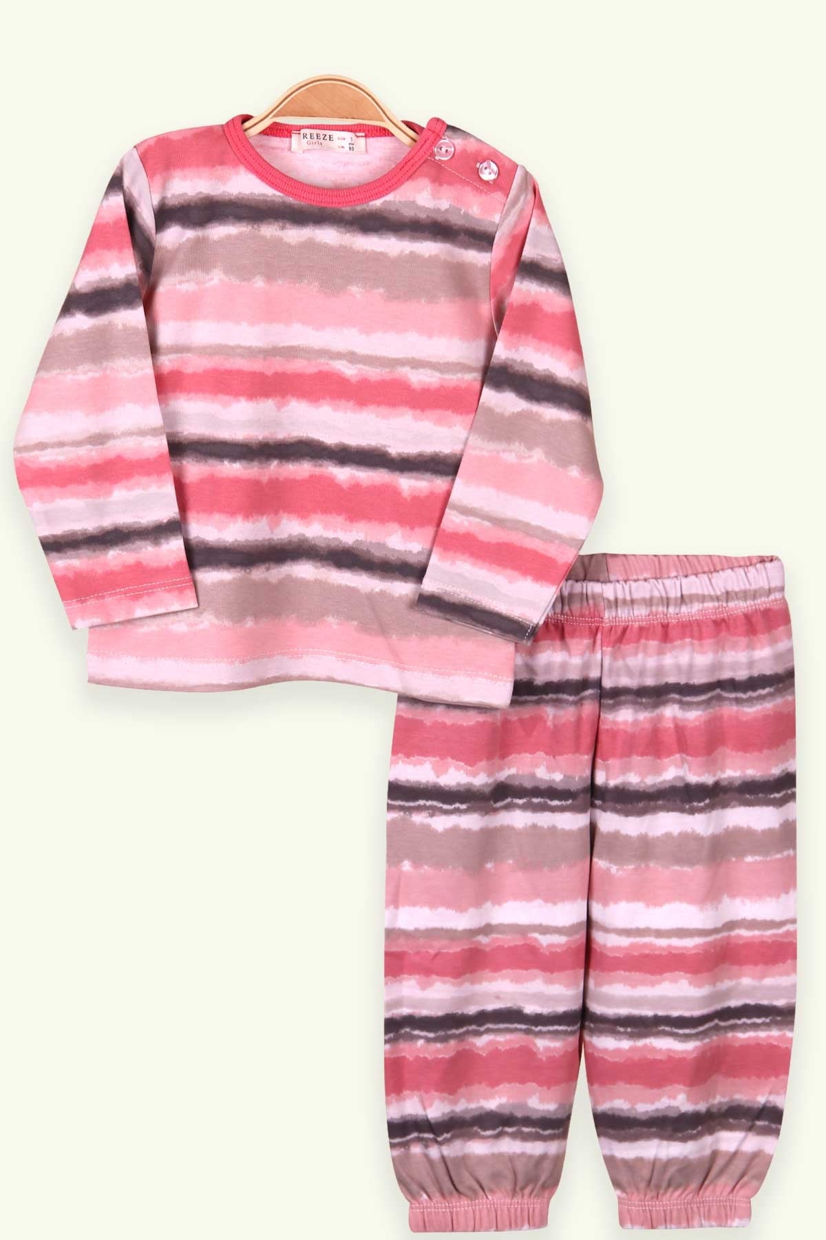 Breeze Kız Bebek Pijama Takımı Batik Desenli Karışık Renk (9 Ay-3 Yaş)