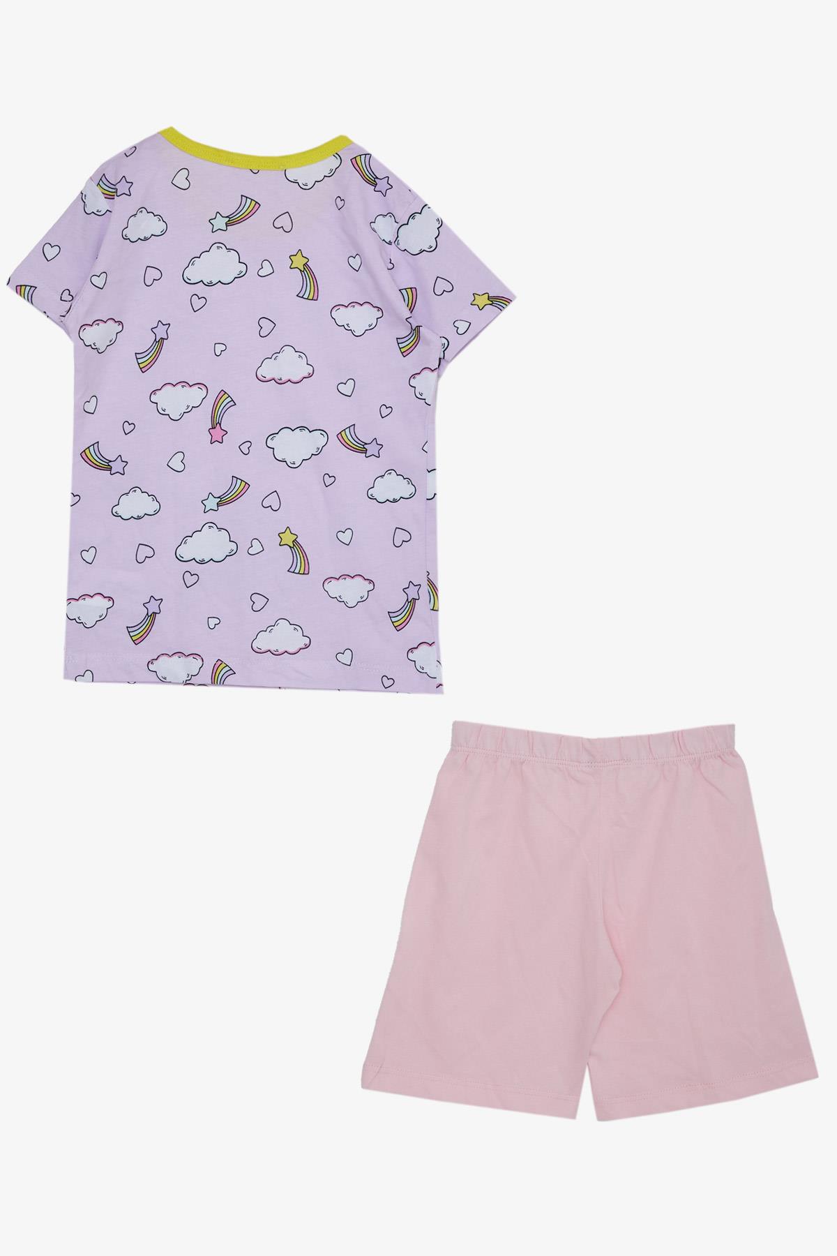 Breeze Kız Bebek Pijama Takımı Bulut Desenli Gökyüzü Temalı Açık Lila (9 Ay-3 Yaş)