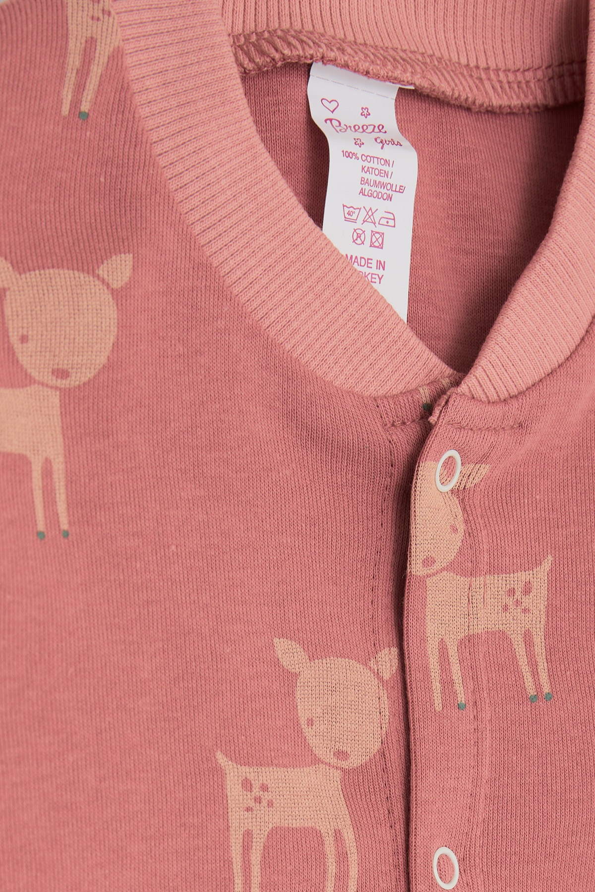 Breeze Kız Bebek Pijama Takımı Ceylan Desenli Gülkurusu (4 Ay-1 Yaş)