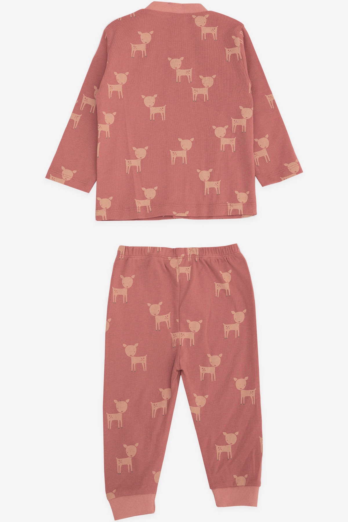 Breeze Kız Bebek Pijama Takımı Ceylan Desenli Gülkurusu (4 Ay-1 Yaş)
