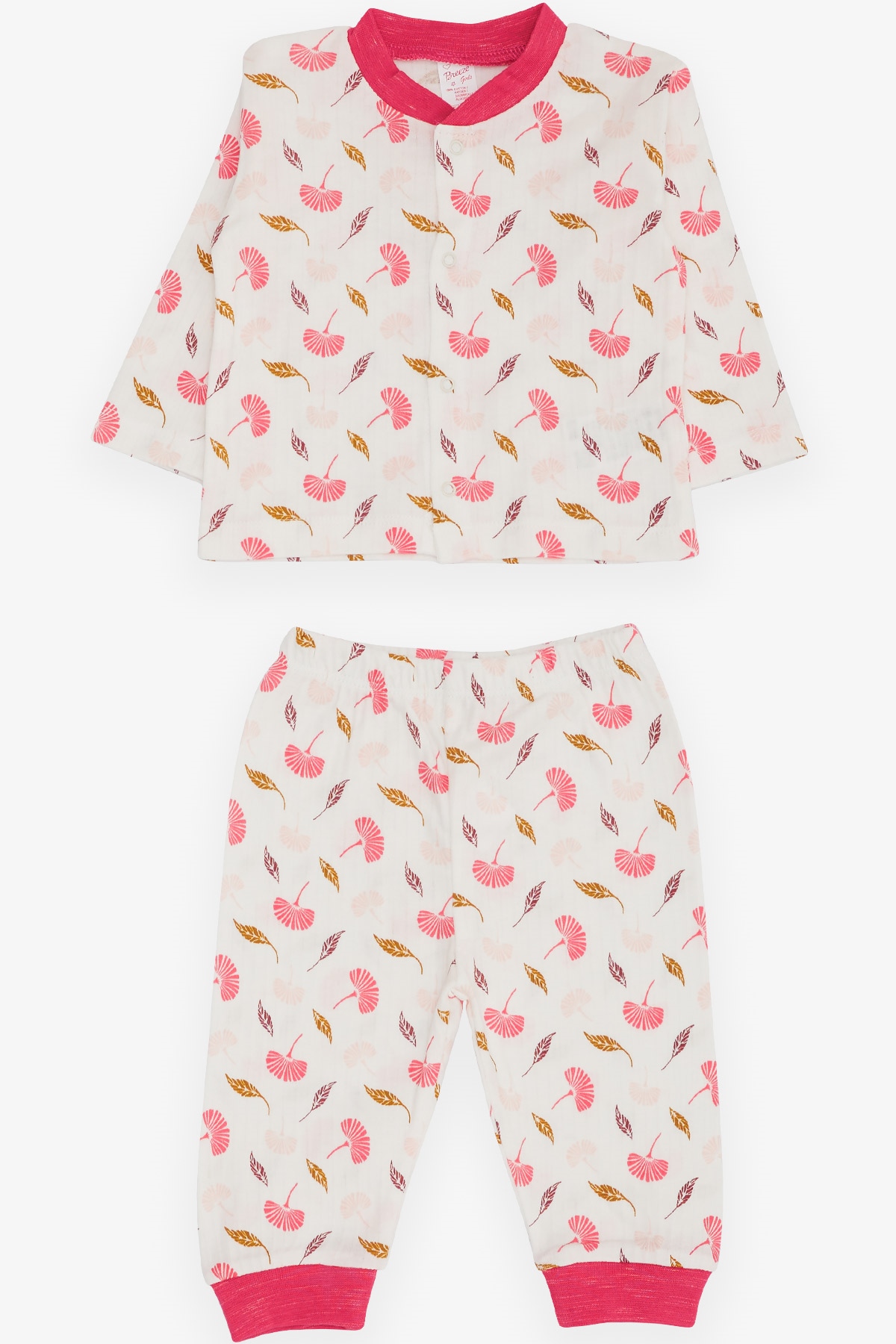 Breeze Kız Bebek Pijama Takımı Çiçek Desenli Ekru (4 Ay-1 Yaş)