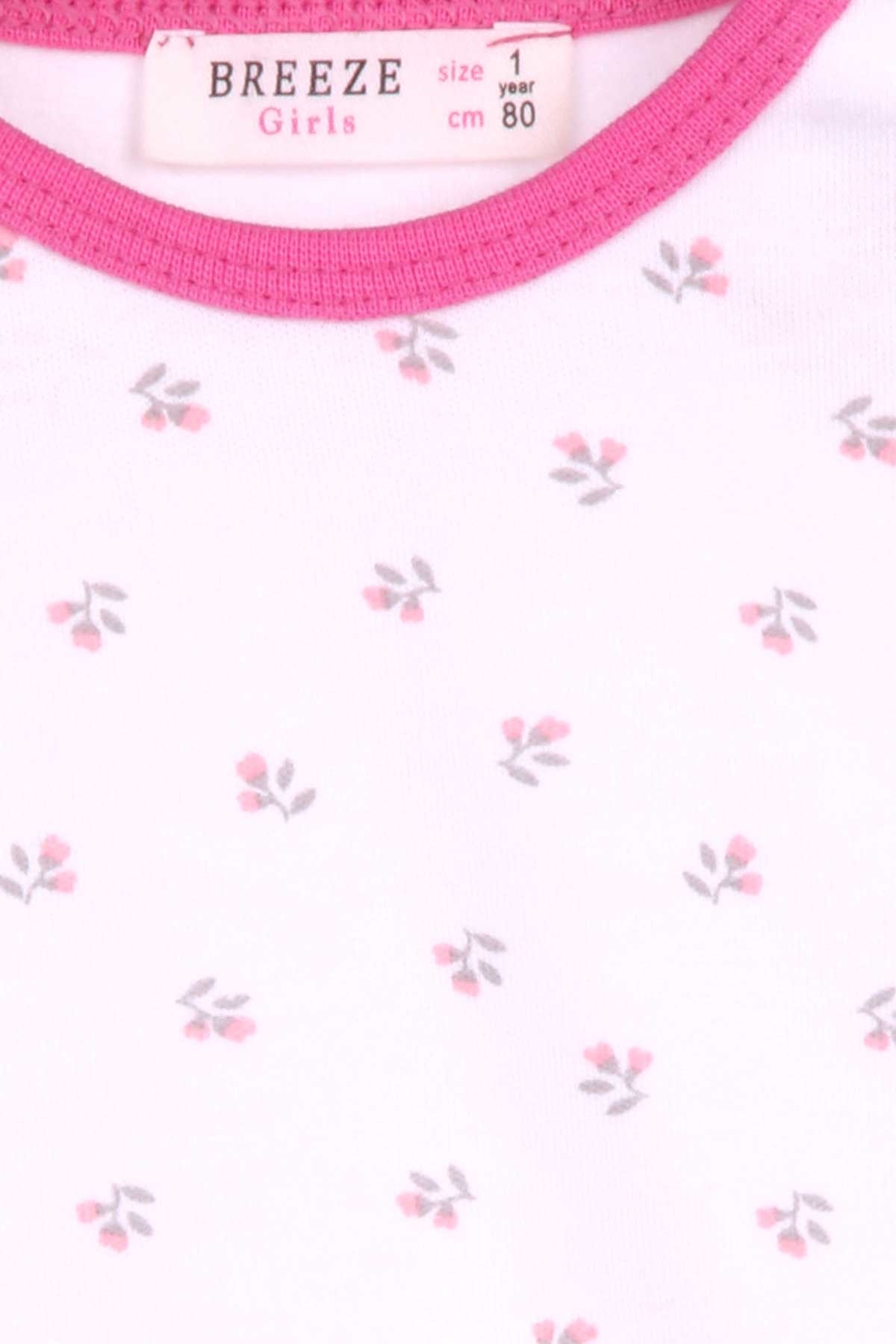 Breeze Kız Bebek Pijama Takımı Çiçek Desenli Ekru (9 Ay-3 Yaş)