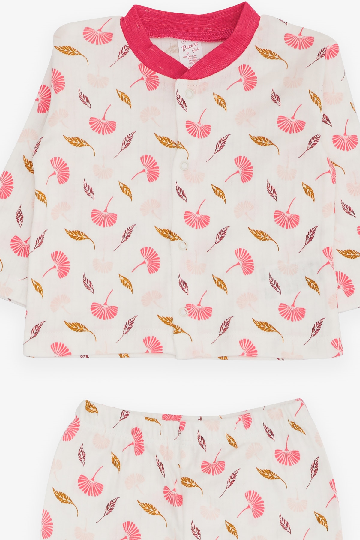 Breeze Kız Bebek Pijama Takımı Çiçek Desenli Ekru (4 Ay-1 Yaş)