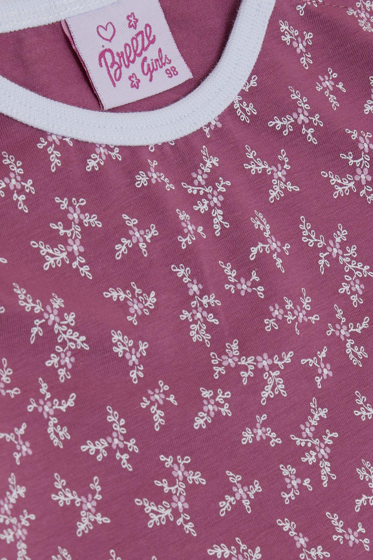 Breeze Kız Bebek Pijama Takımı Çiçek Desenli Mürdüm (9 Ay-3 Yaş)