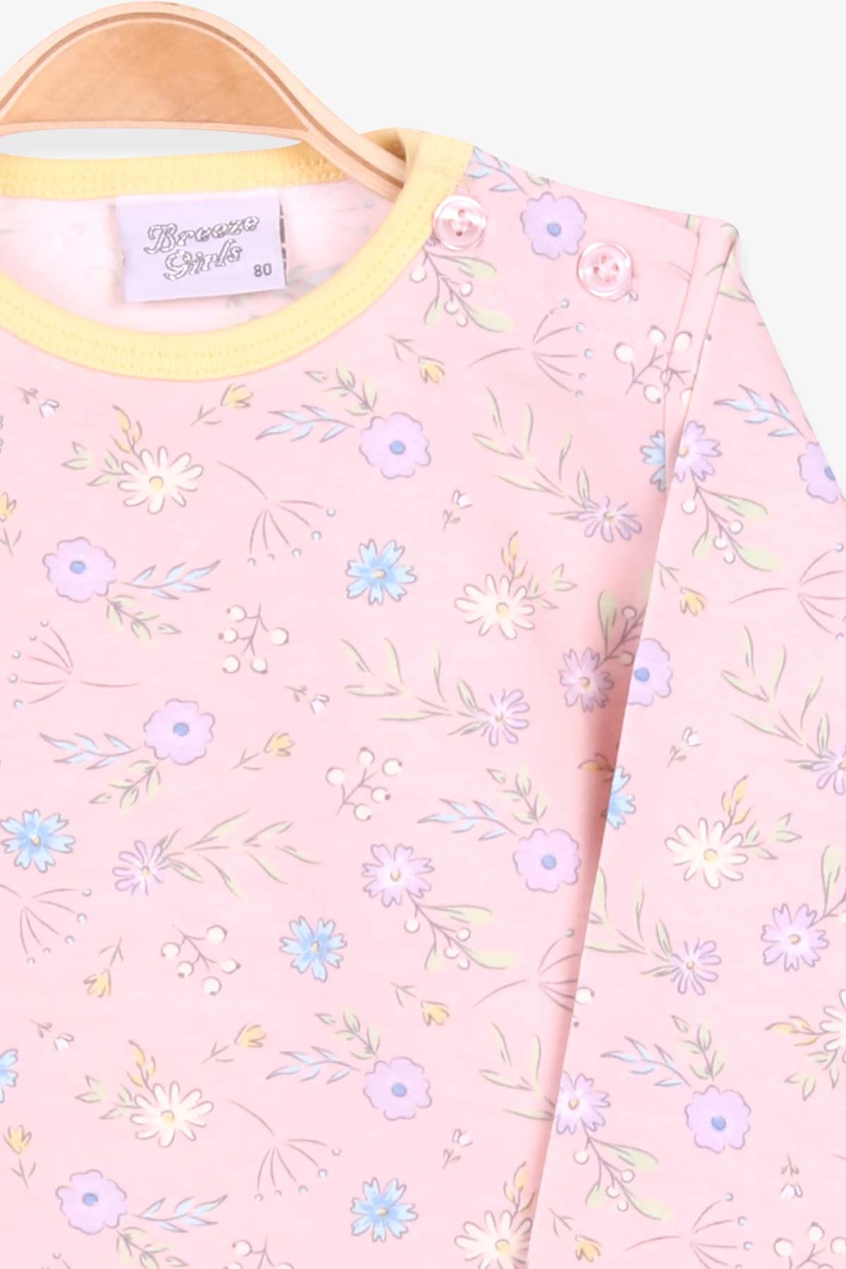 Breeze Kız Bebek Pijama Takımı Çiçek Desenli Pudra (9 Ay-3 Yaş)