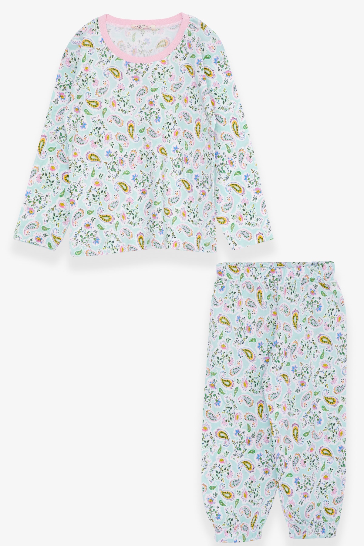 Breeze Kız Bebek Pijama Takımı Çiçek Desenli Açık Mavi (9 Ay-3 Yaş)