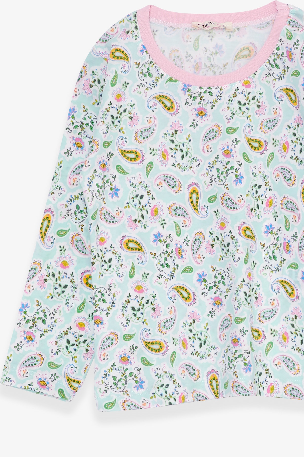 Breeze Kız Bebek Pijama Takımı Çiçek Desenli Açık Mavi (9 Ay-3 Yaş)