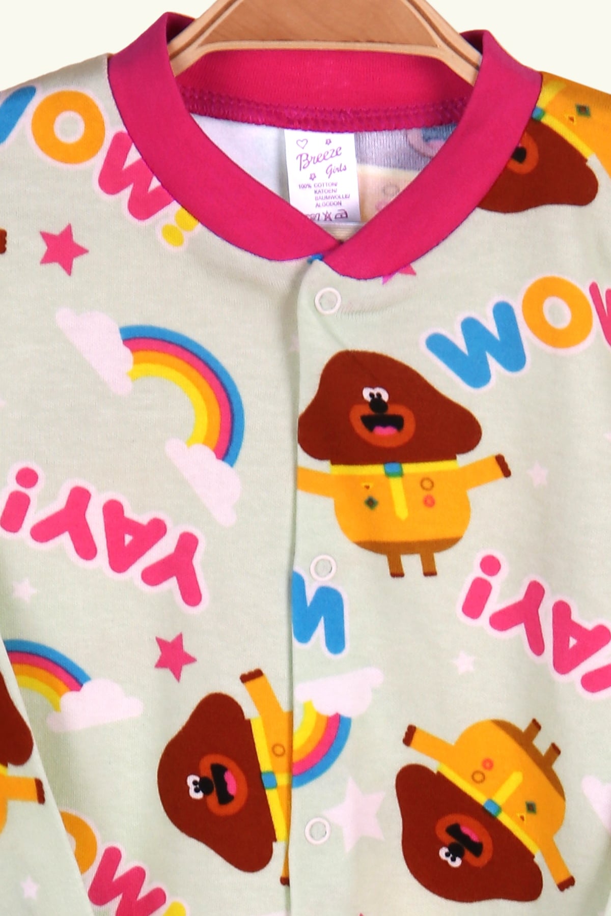 Breeze Kız Bebek Pijama Takımı Çıtçıtlı Desenli Fuşya (3 Ay-9 Ay)