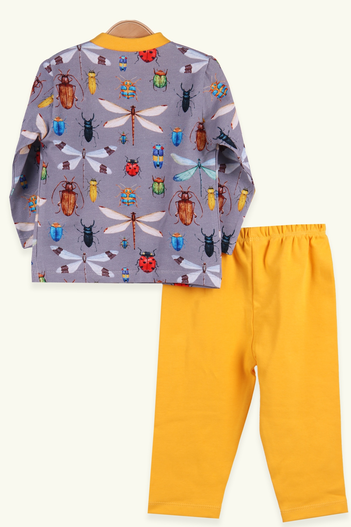 Breeze Kız Bebek Pijama Takımı Çıtçıtlı Böcek Desenli Sarı (0-3 Ay-9 Ay)