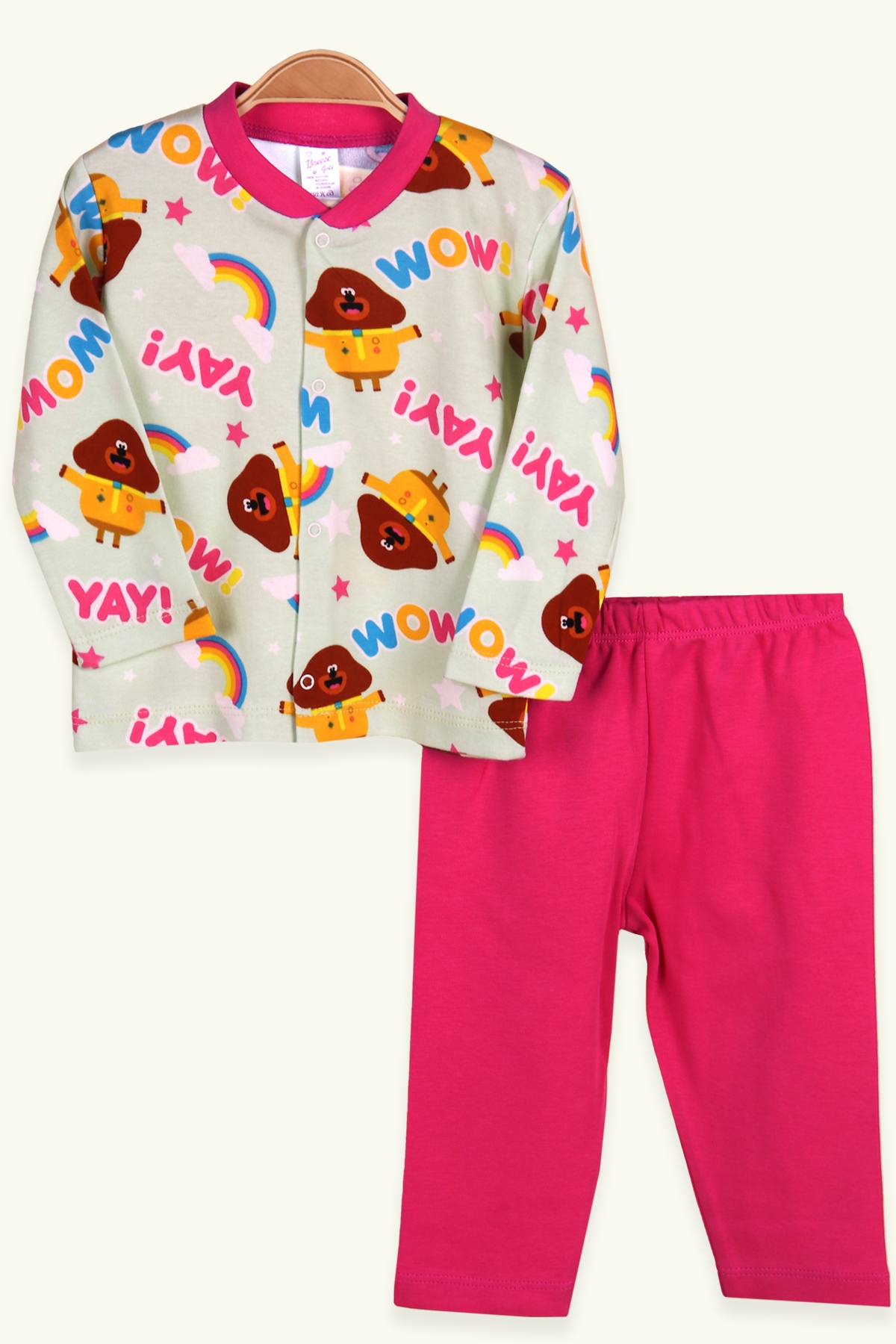 Breeze Kız Bebek Pijama Takımı Çıtçıtlı Desenli Fuşya (3 Ay-9 Ay)